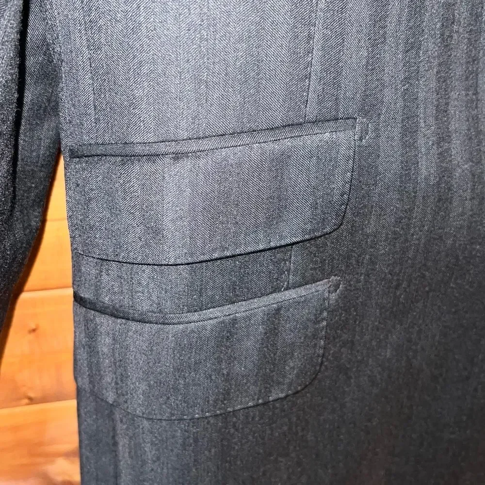 SuitSupply Sienna Suit Jacket Men's 44R Charcoal tonal stripe VBC wool cashmere